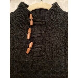 Black 3 Toggle High Neck Cable Style Sweater Size M